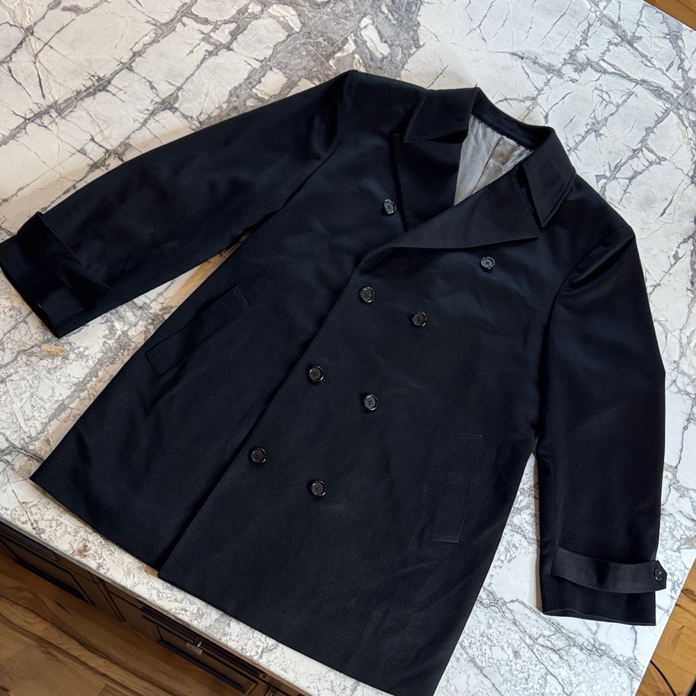 Men’s Black Double-Breasted Pea Coat Jacket Made for Big & Tall